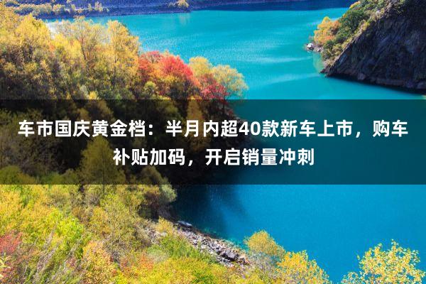 车市国庆黄金档：半月内超40款新车上市，购车补贴加码，开启销量冲刺