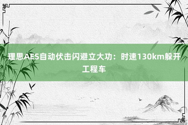 理思AES自动伏击闪避立大功：时速130km躲开工程车