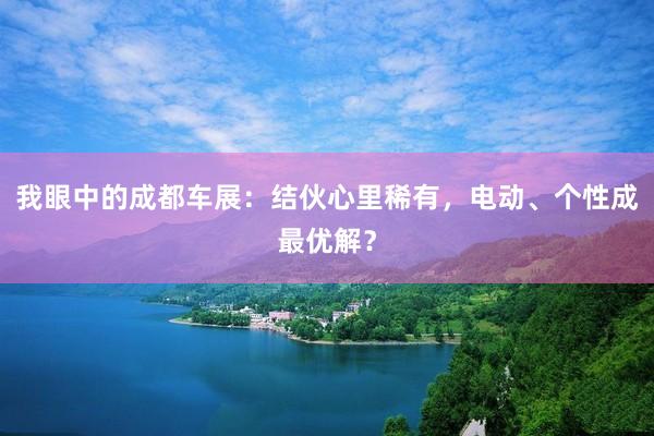 我眼中的成都车展：结伙心里稀有，电动、个性成最优解？