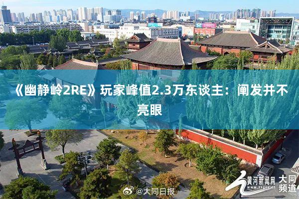 《幽静岭2RE》玩家峰值2.3万东谈主：阐发并不亮眼