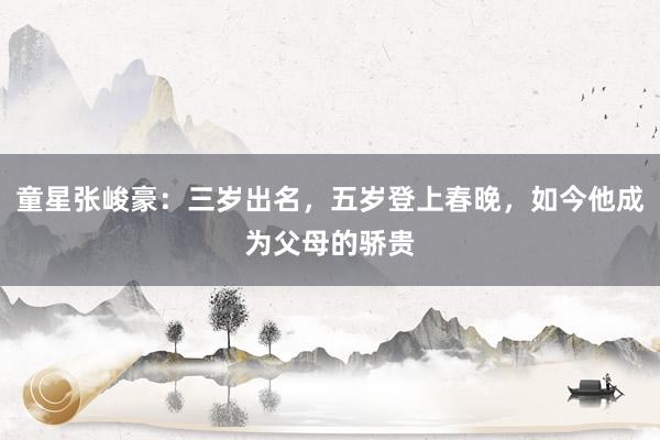 童星张峻豪：三岁出名，五岁登上春晚，如今他成为父母的骄贵